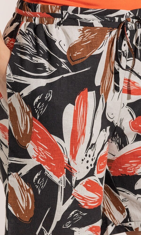 Bold Floral Printed Linen Blend Shorts