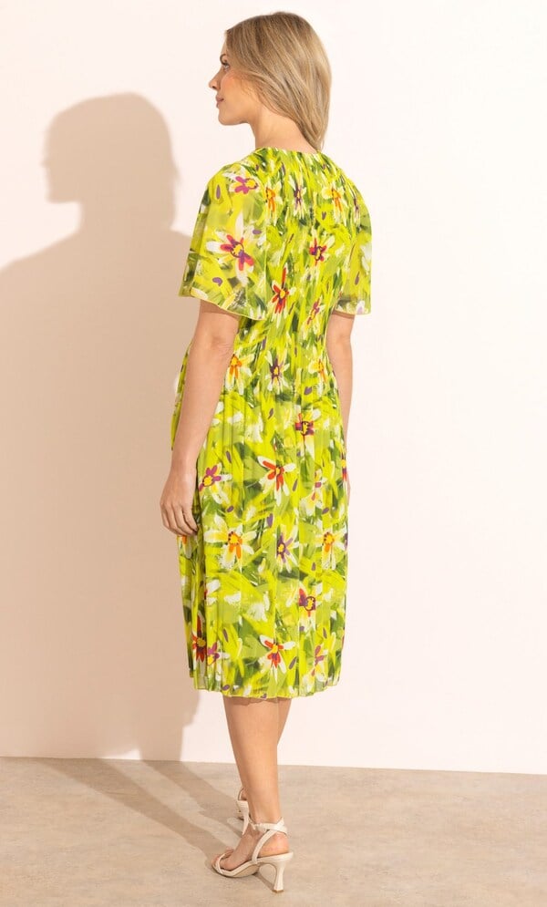 Floral Print Pleated Dress