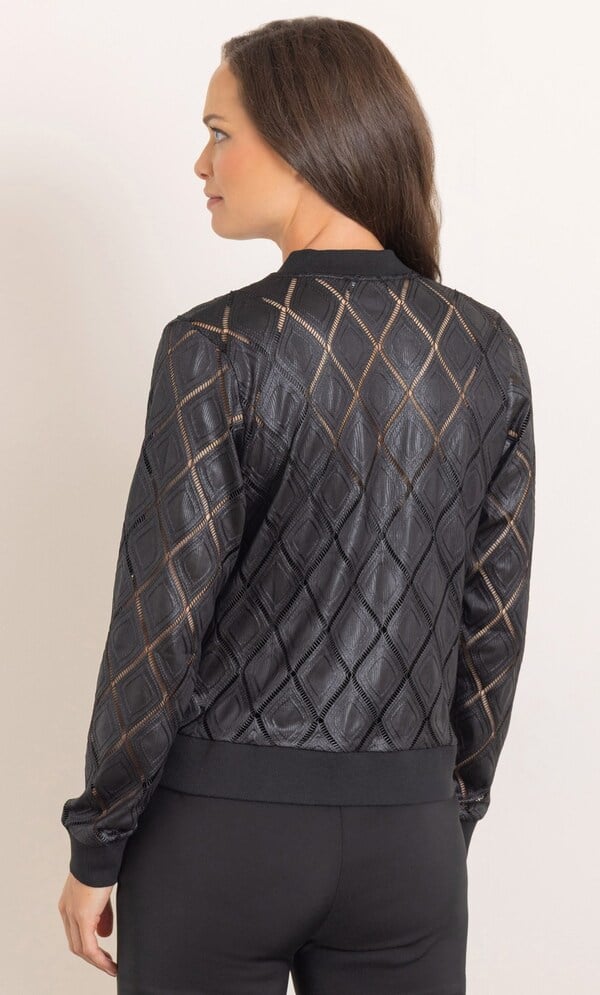 Diamond Pattern Bomber Jacket