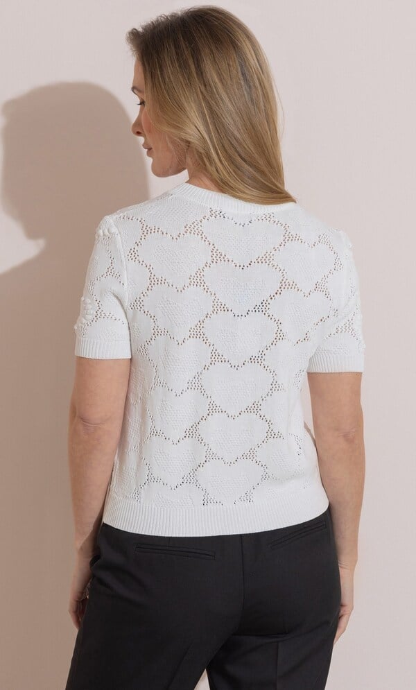 Short Sleeve Heart Knitted Cardigan