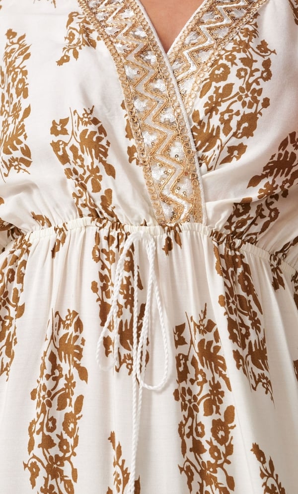 Embellished Printed Midi Dress