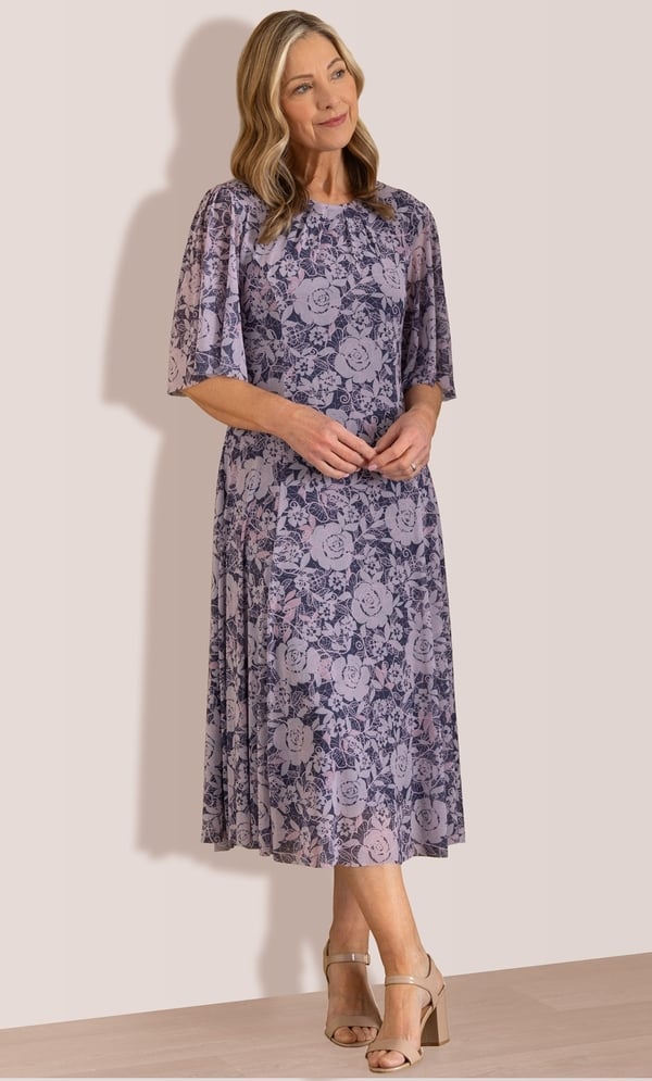 Anna Rose Floral printed Mesh Midi Dress