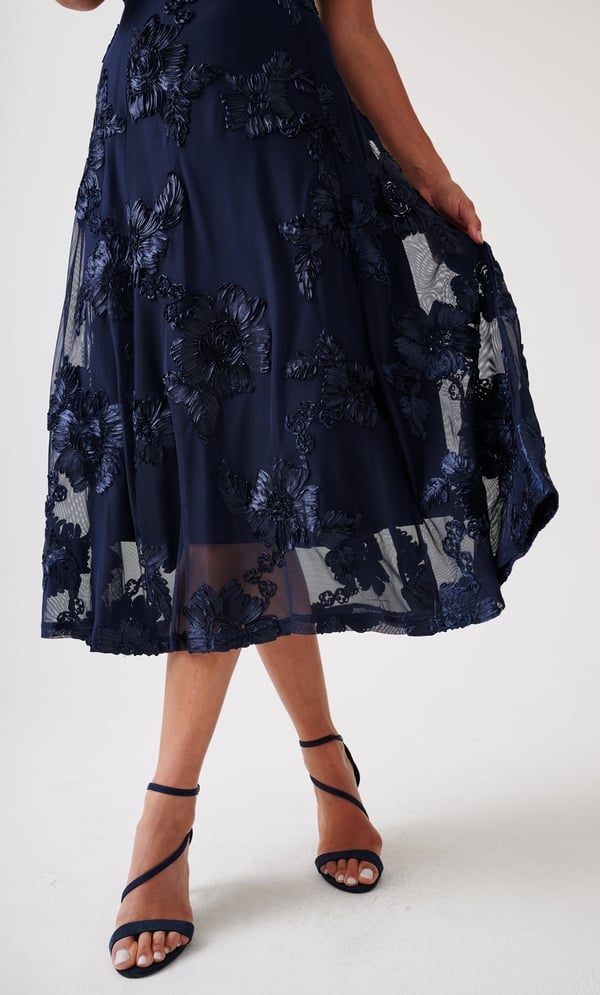 Anna Rose Cornelli Mesh Fit & Flare Midi Dress