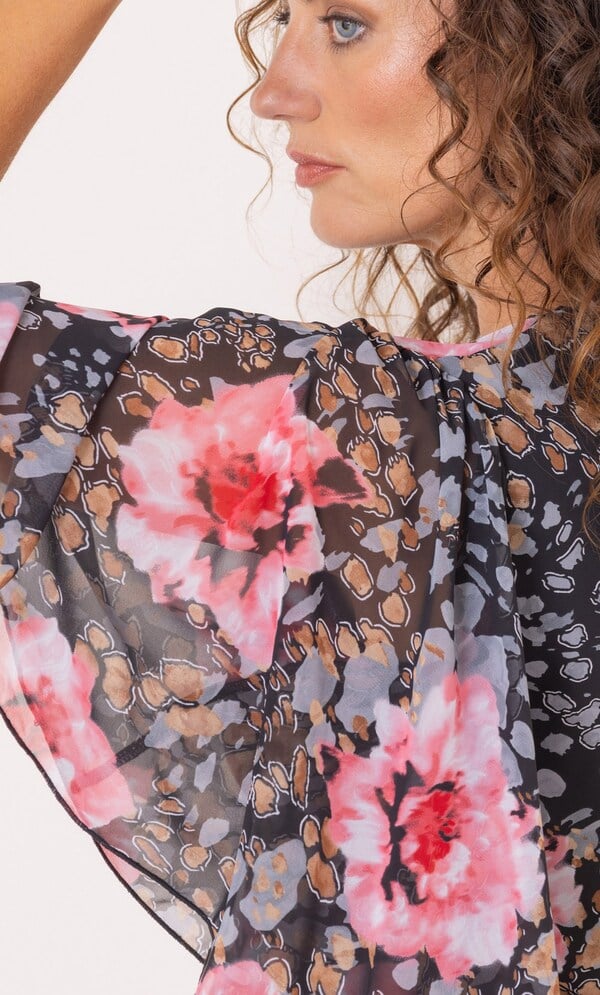 Anna Rose Floral Print Short Sleeve Dress