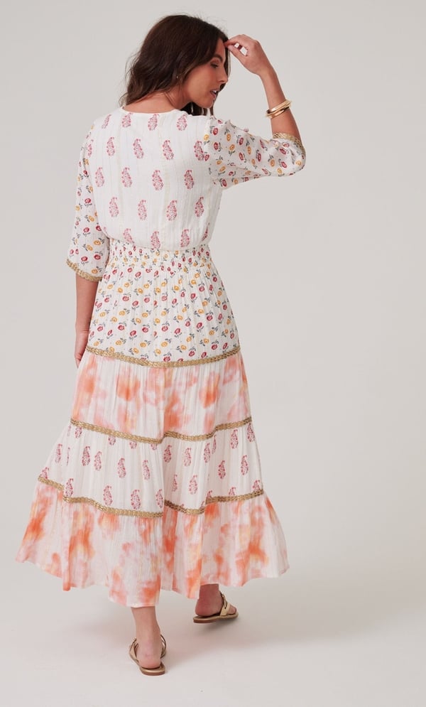 Floral Printed Folk Style Maxi Dress