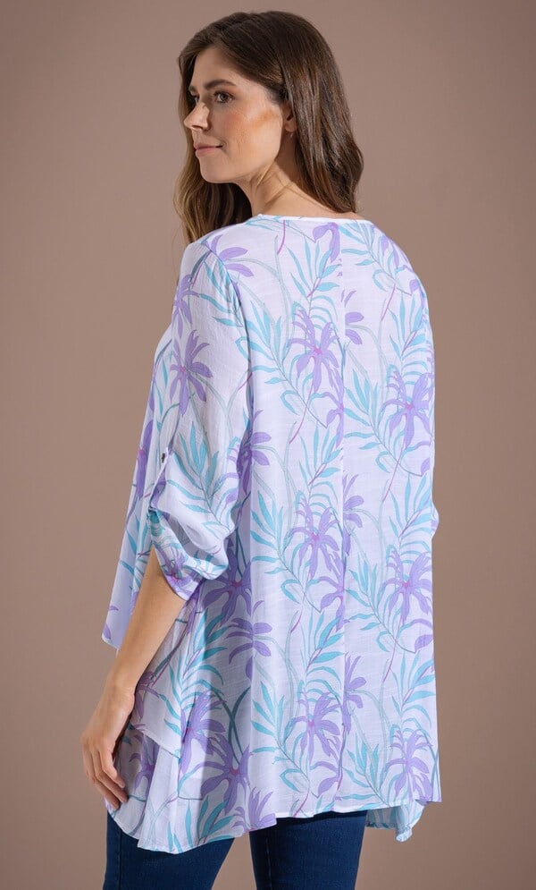 Layered Botanical Print Tunic Top
