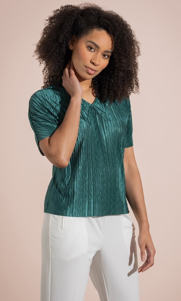 Short Sleeve Plisse Top