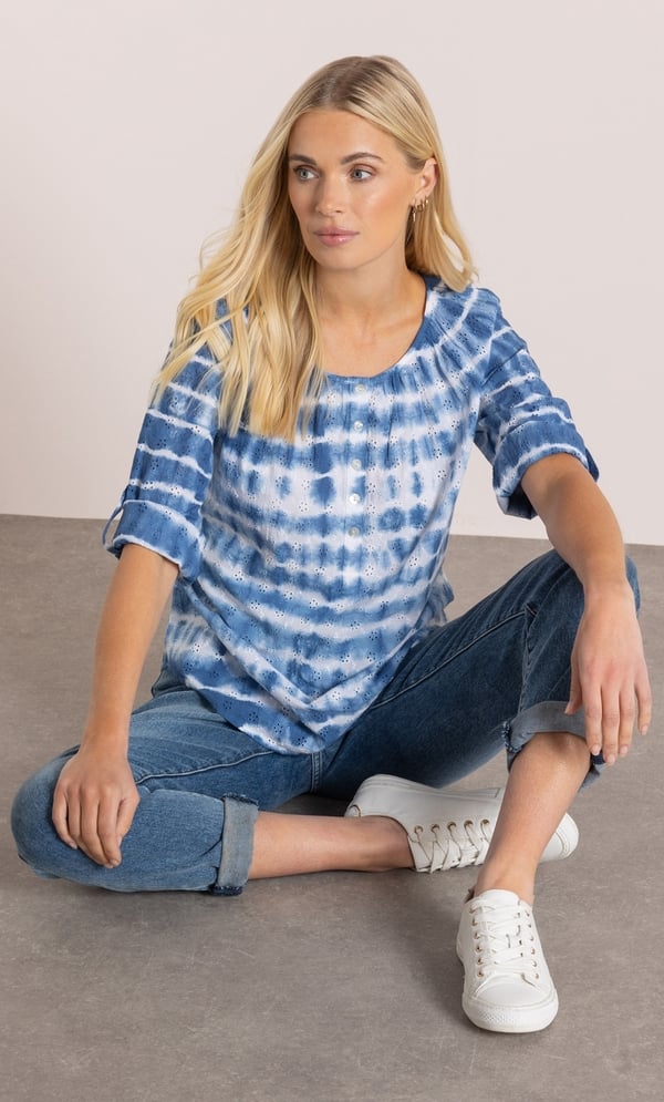 Tie Dye Eyelet Cotton Top