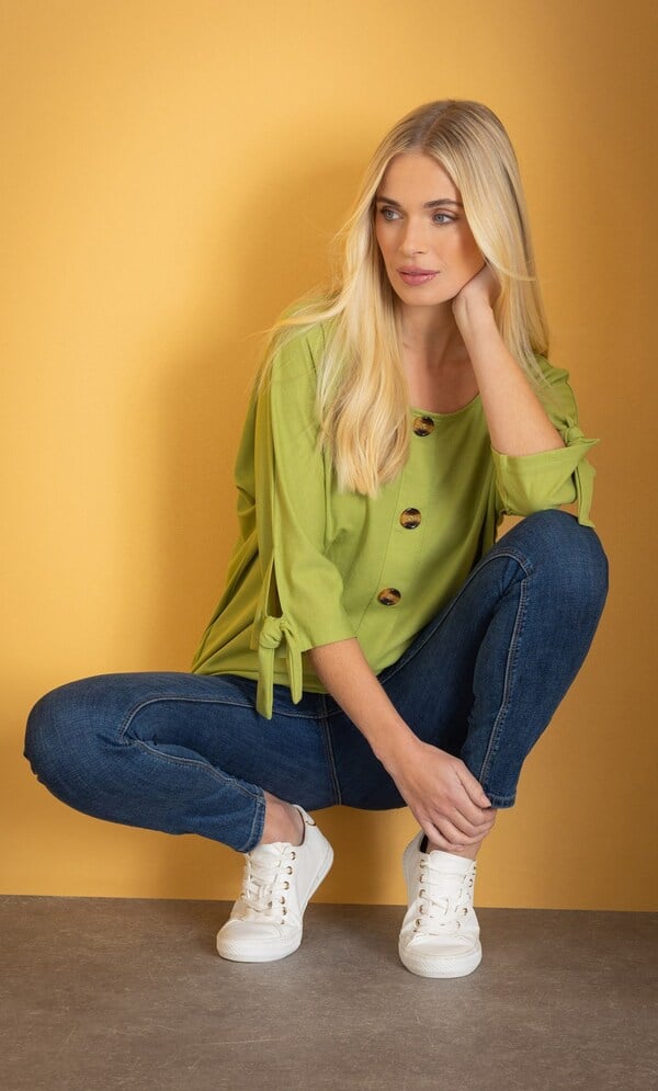 Tie Cuff Stretch Top