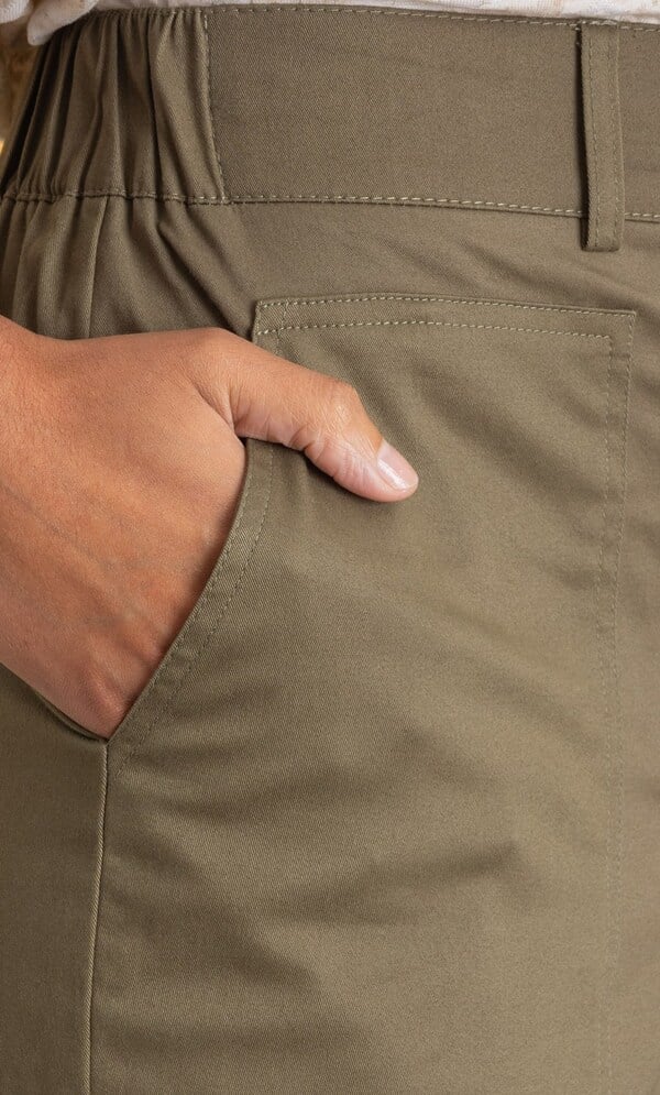 Cotton Blend Slim Leg Trousers