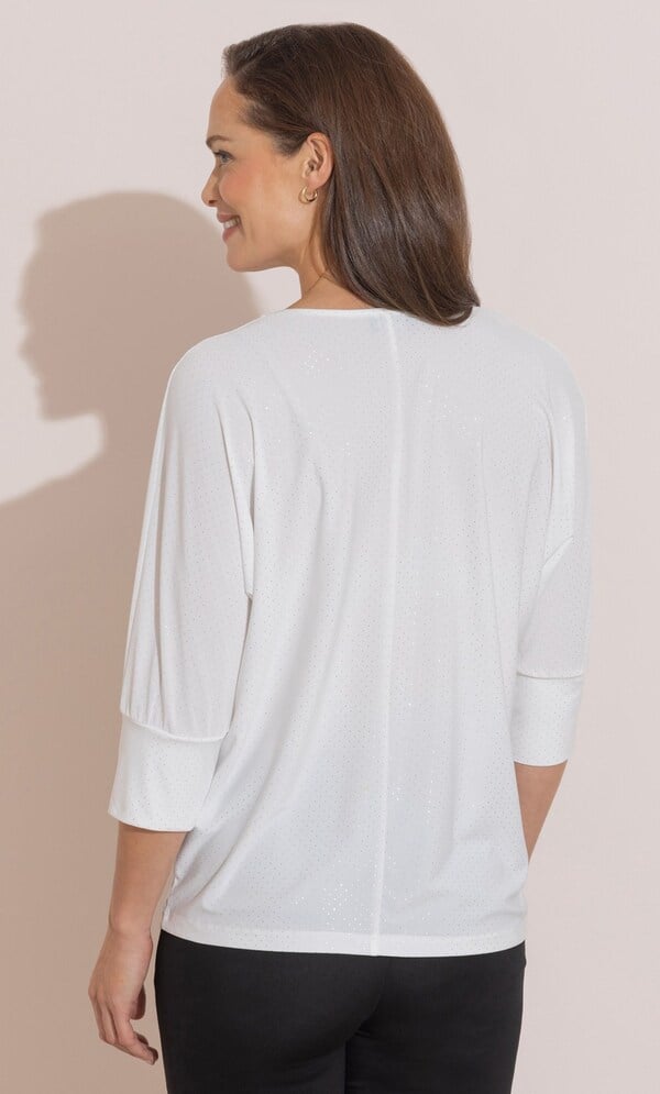 Foil Spot Batwing Top
