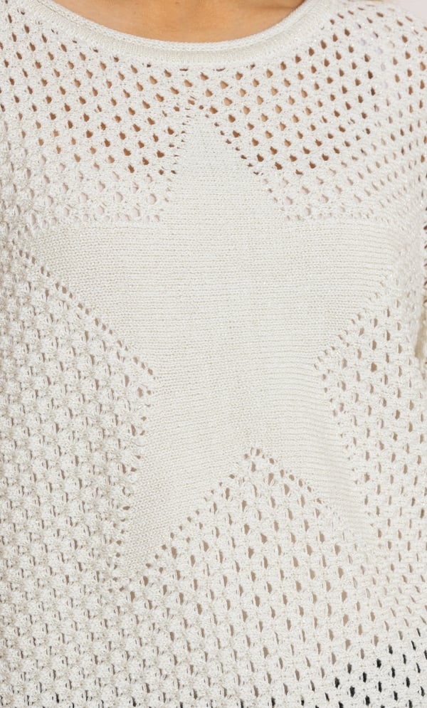 Shimmer Open Knit Short Sleeve Star Jumper
