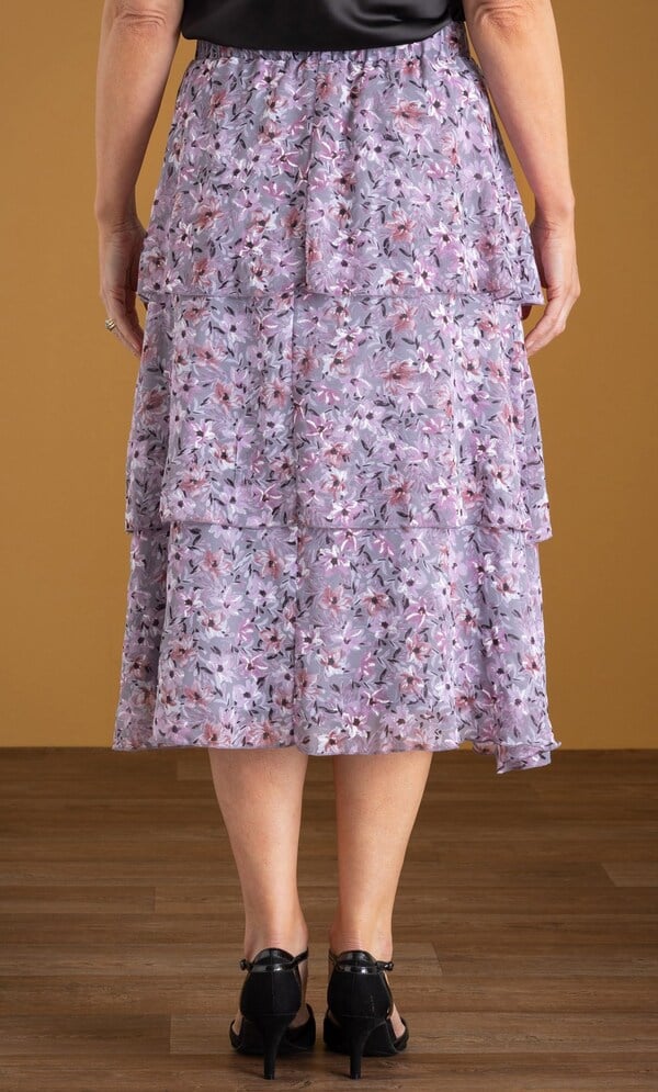 Anna Rose Textured Floral Print Tiered Skirt