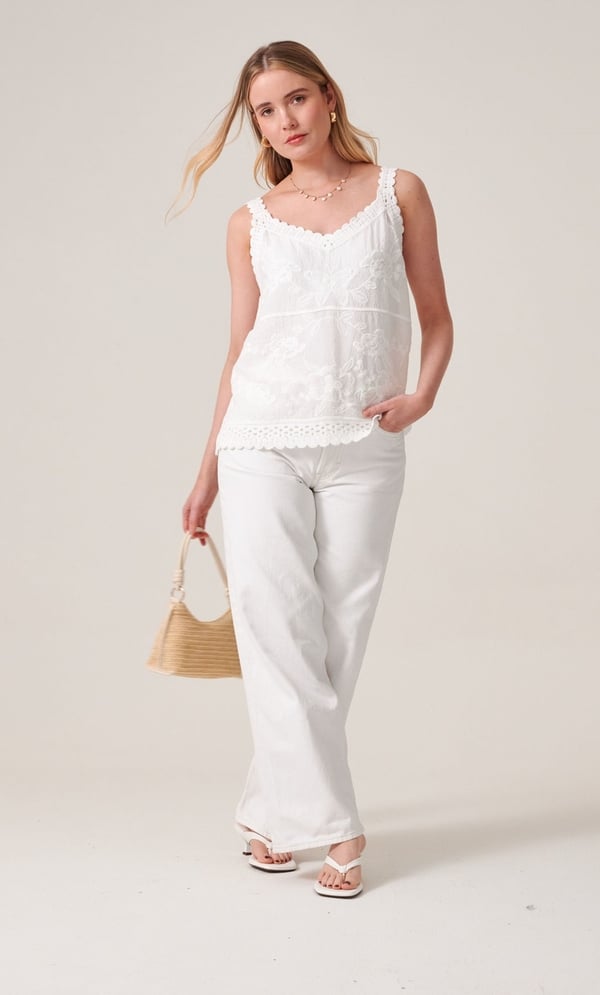 Embroidered And Crochet Trim Top