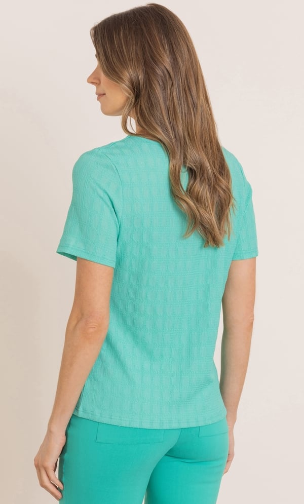 Jersey Jacquard V Neck Top