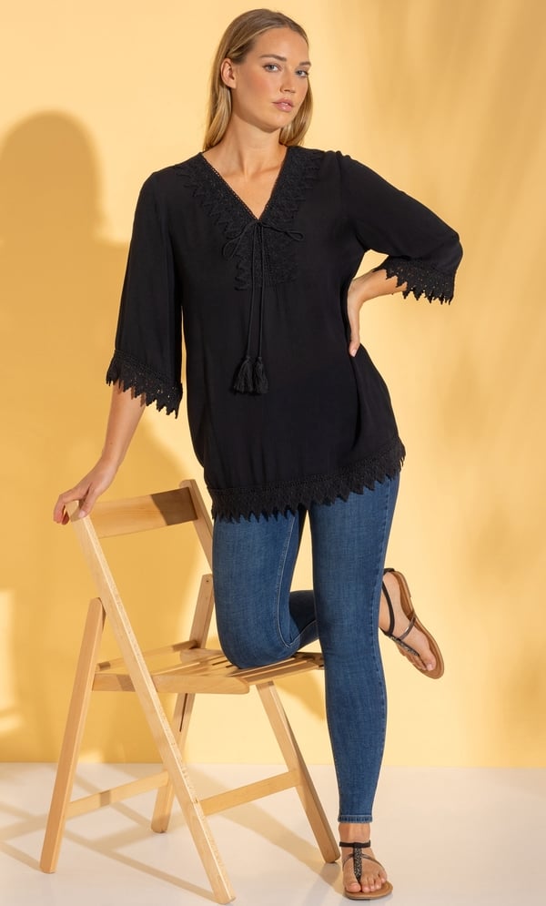 Boho Lace Trim Top