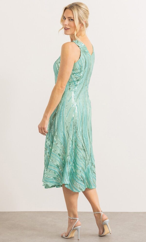 Sequinned Mesh Sleeveless Dress