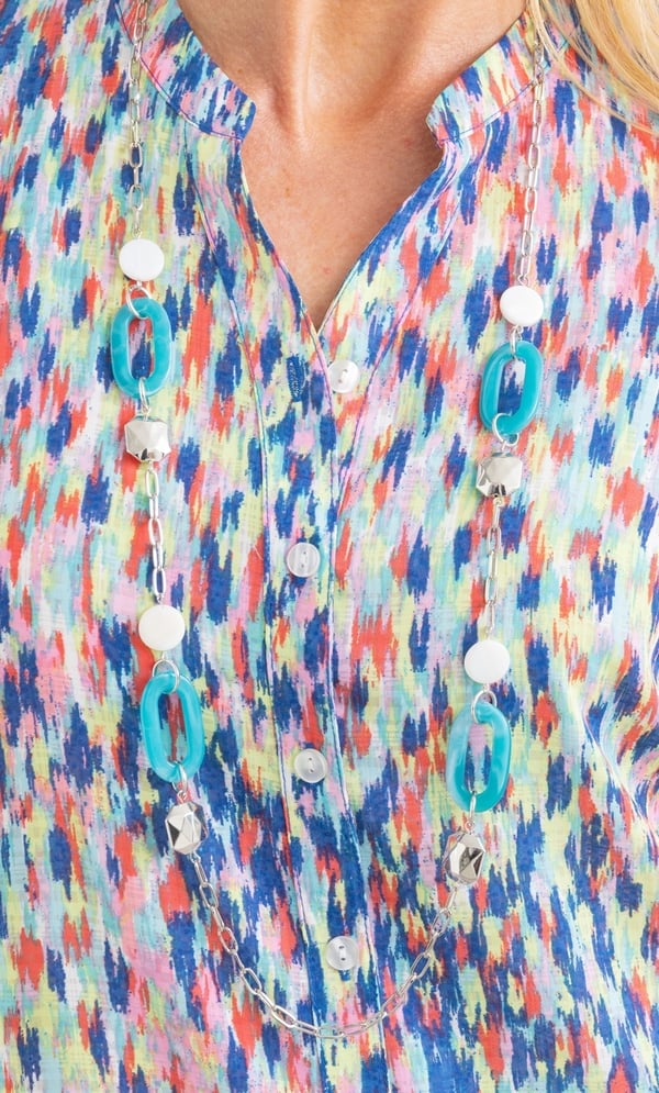 Anna Rose Printed Shirt With Necklace