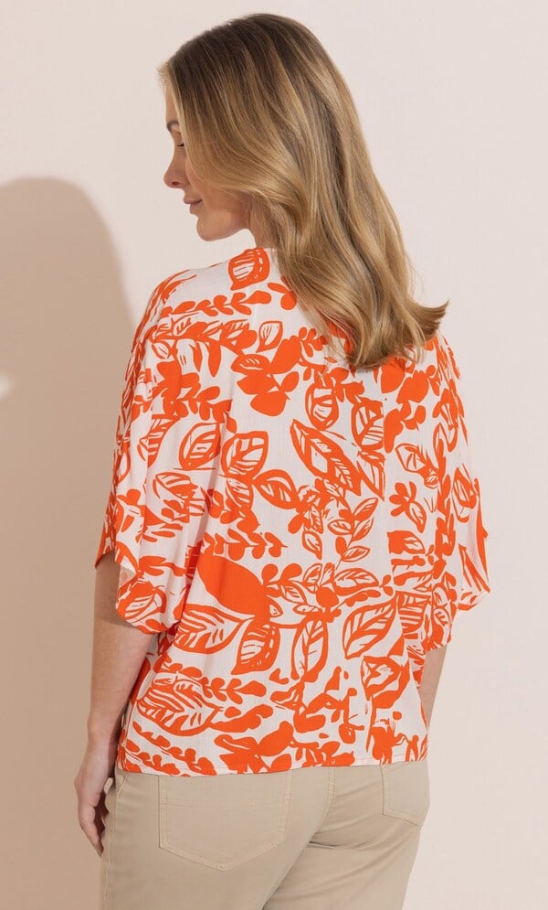 Botanical Print Tie Front Top