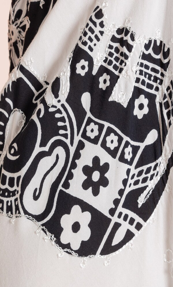 Embroidered And Printed Hanky Hem Dress