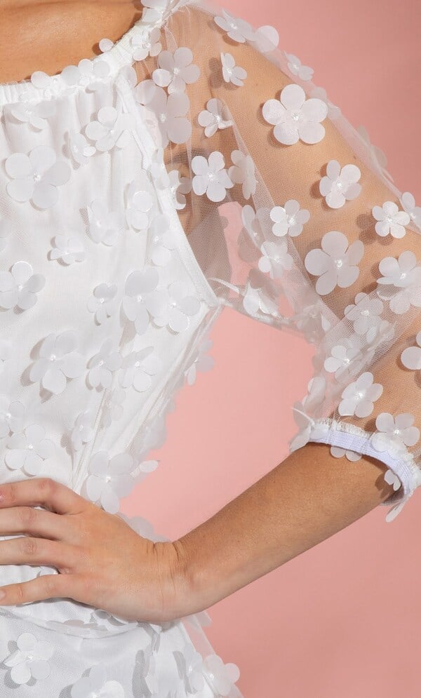 Floral Applique Bardot Top