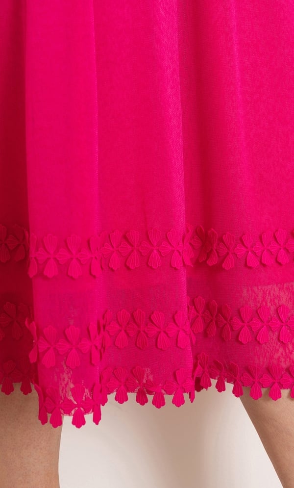 Anna Rose Crochet Trim Mesh Midi Dress