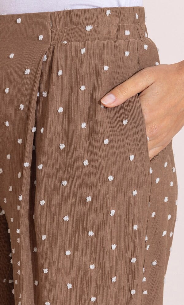 Textured Spotty Wide Leg Trousers
