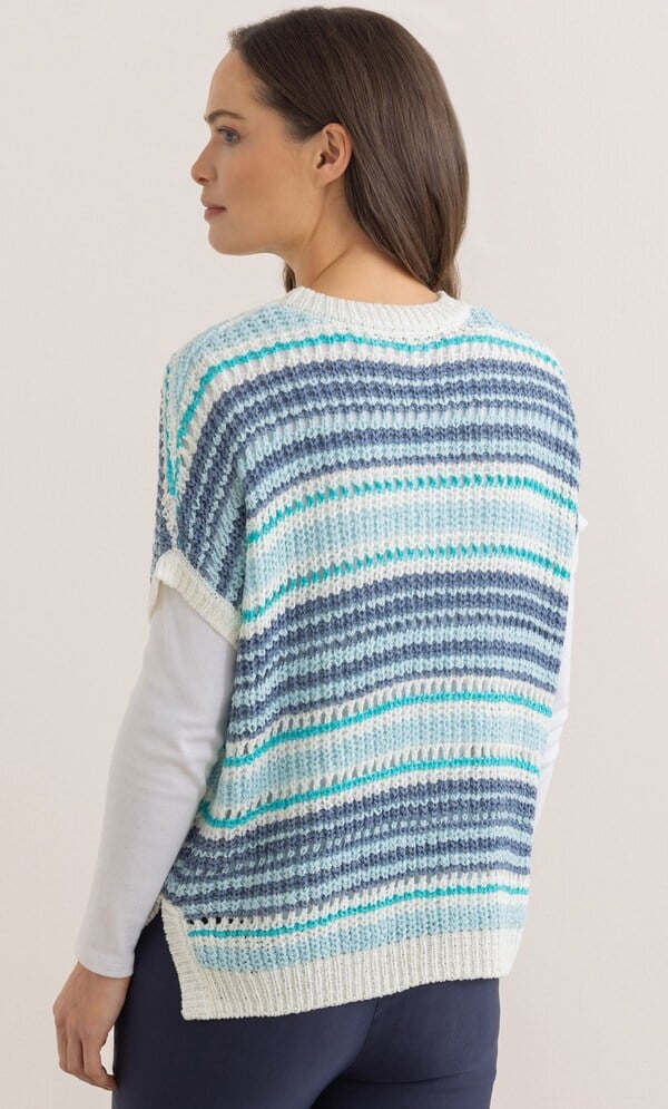 Striped Tape Yarn Short Sleeve Jumper