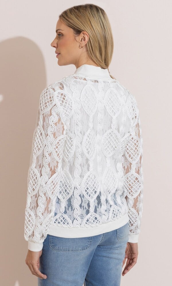 Embroidered Lace Bomber Jacket