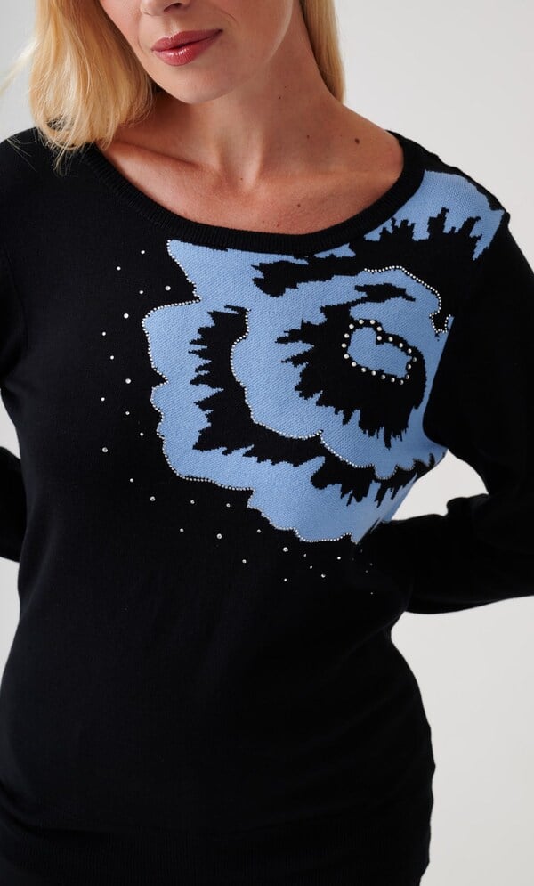 Embellished Placement Design Knit Jumper