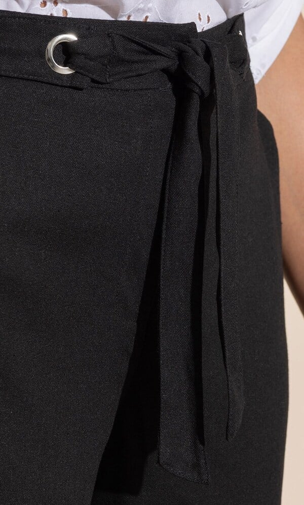 Wide Leg Cropped Linen Blend Trousers