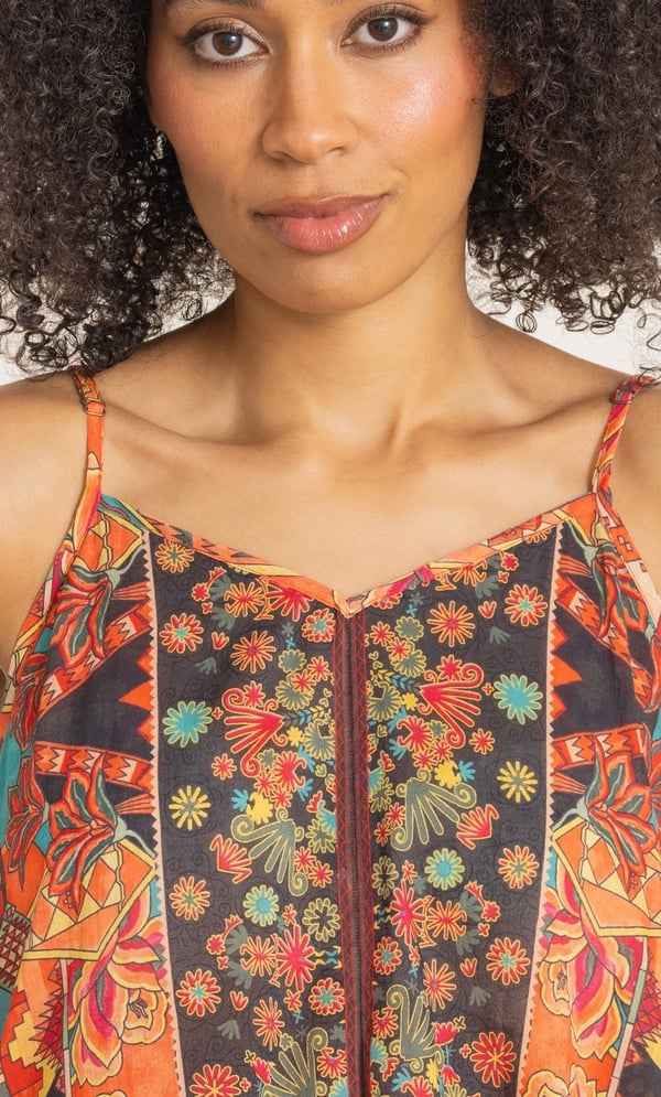 Printed Cotton Trapeze Maxi Dress