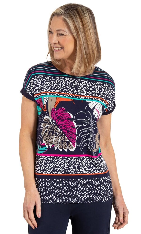 Anna Rose Placement Print Jersey Top