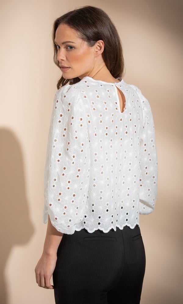 Broderie Anglaise Puff Sleeve Top