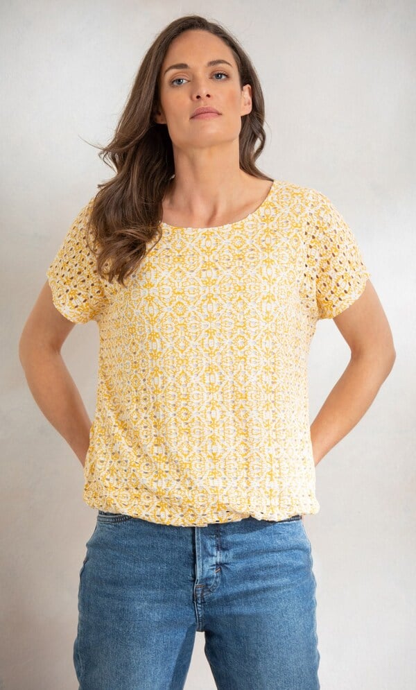 Printed Textured Jersey Top