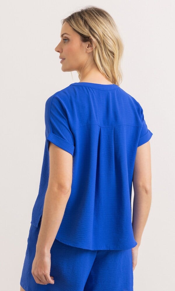Textured V Neck Blouse