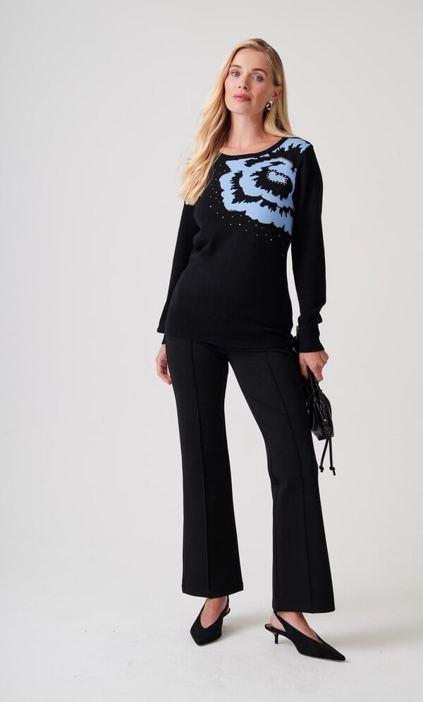 Embellished Placement Design Knit Jumper