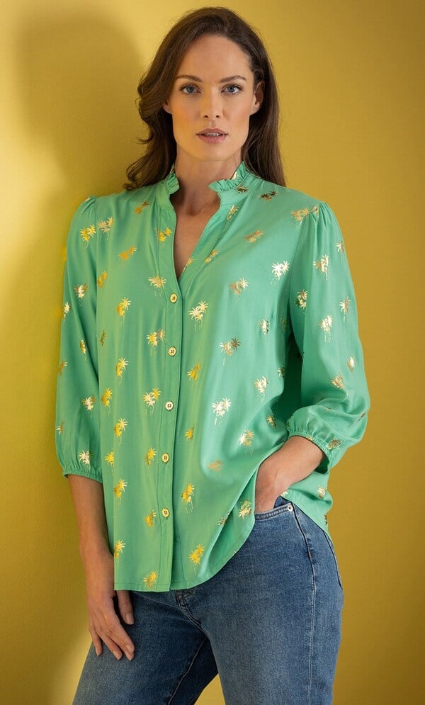 Foil Palm Tree Blouse