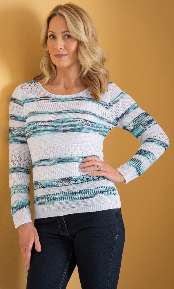 Anna Rose Lightweight Shimmer Knit Top
