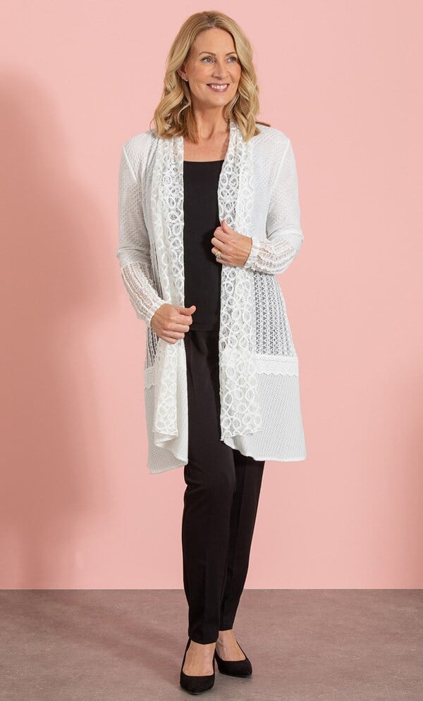 Anna Rose Lace And Knit Patchwork Cardigan