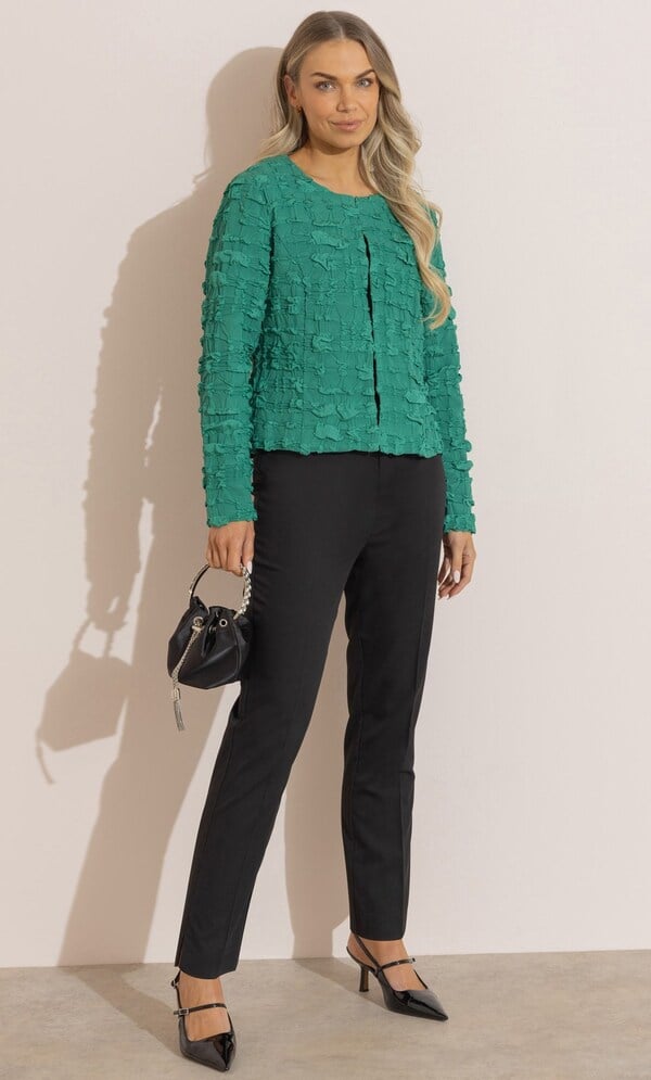 Textured Collarless Jacket