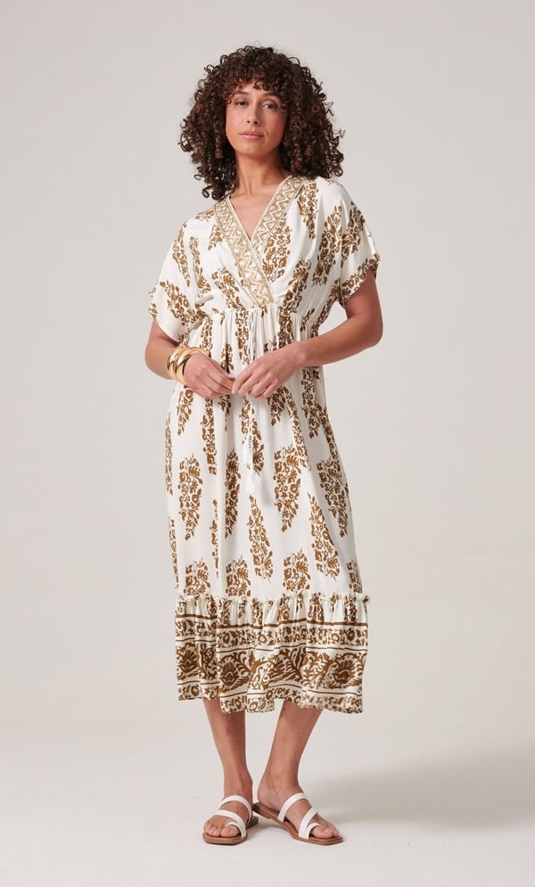 Embellished Printed Midi Dress