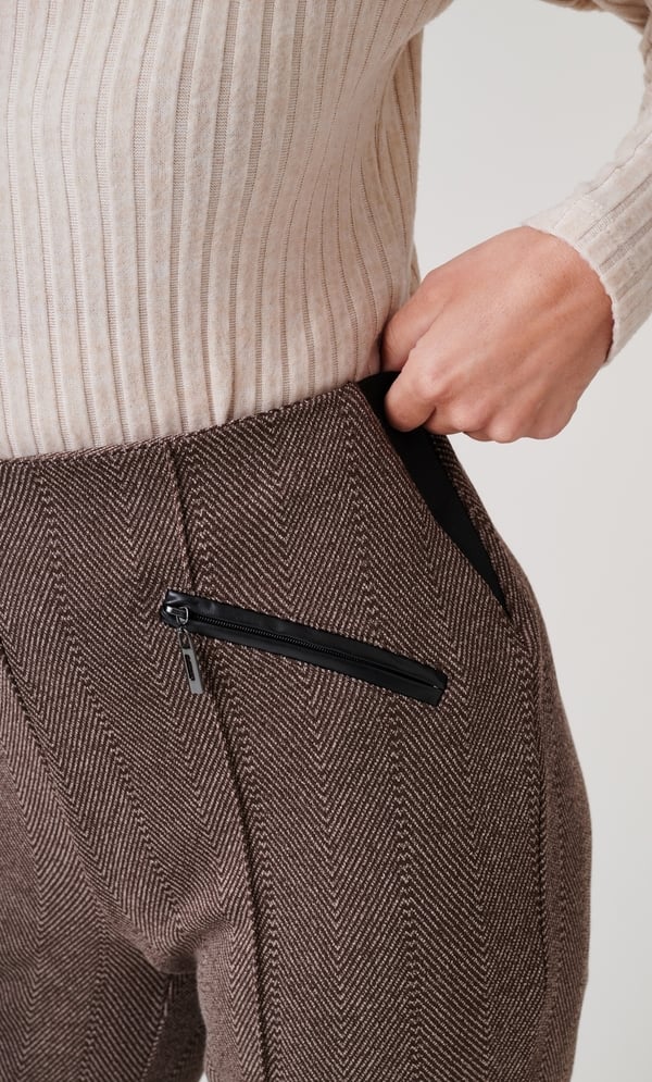 Chevron Patterned Slim Leg Trousers