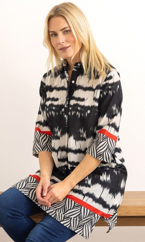 Border Printed Cotton Tunic Top
