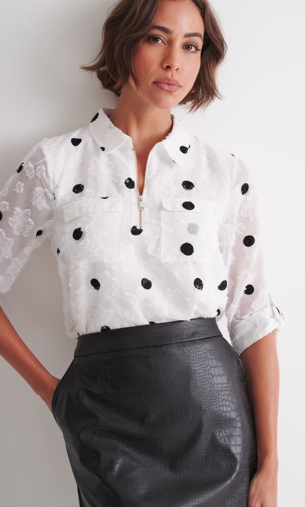 Embroidered Polka Dot Blouse