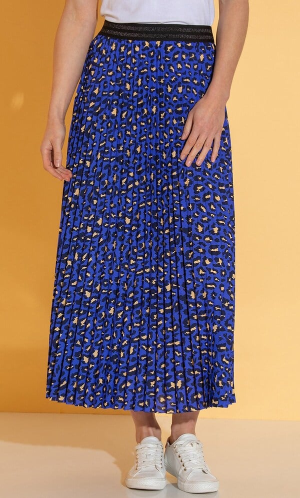 Animal Print Pleated Maxi Skirt