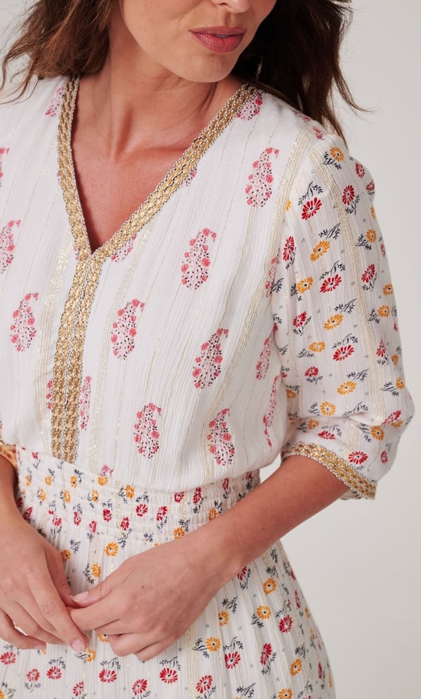 Floral Printed Folk Style Maxi Dress