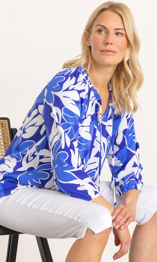 Printed Tie Neck Top
