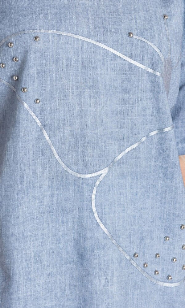 Anna Rose Embellished Linen Blend Top