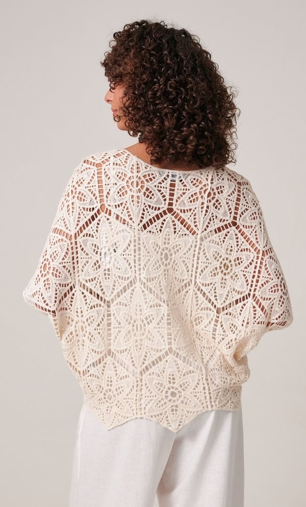 Floral Crochet Short Sleeve Top